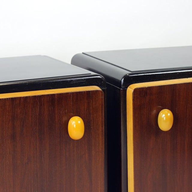Mid-Century Bedside Tables with Glass Tops, Former Czechoslovakia, 1960s, Set of 2 For Sale - Image 4 of 12