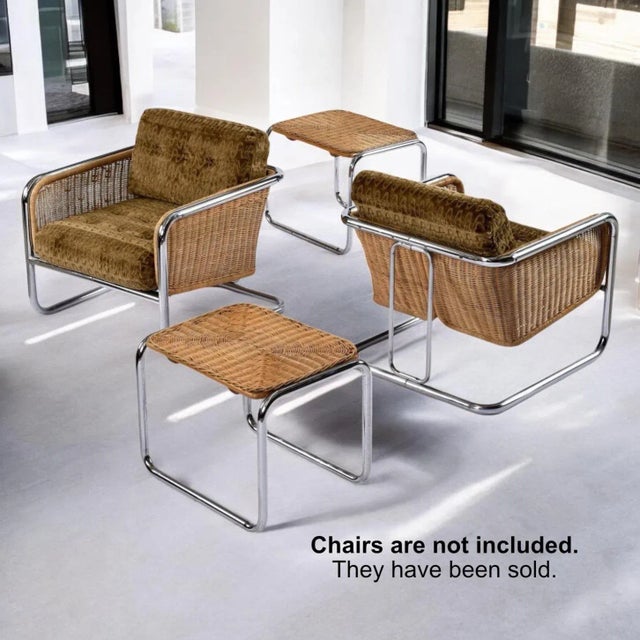 1970s Pair of Martin Visser Chrome Wicker Modern End Tables For Sale - Image 5 of 18