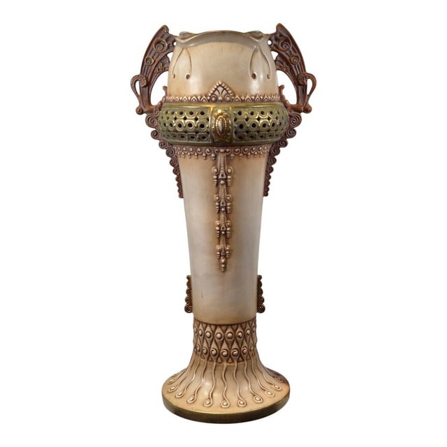 Large Austrian Art Nouveau Pottery Vase, 1890s For Sale - Image 5 of 9