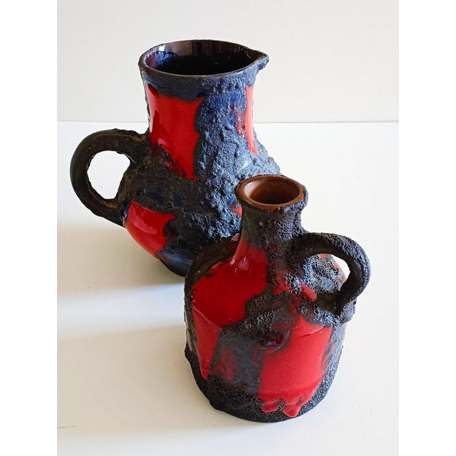 Vintage Fat Lava Decor Ceramic Jugs from Marei, West Germany, 1960s, Set of 2 For Sale - Image 6 of 11