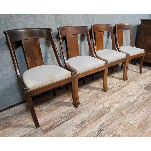 Traditional Empire Mahogany Gondola Chairs, Set of 4 For Sale - Image 3 of 7