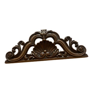 Carved Wooden Pediment With Large Shell For Sale