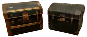 Victorian Canvas and Leather Dome Top Travel Trunks, 1880s, Set of 2