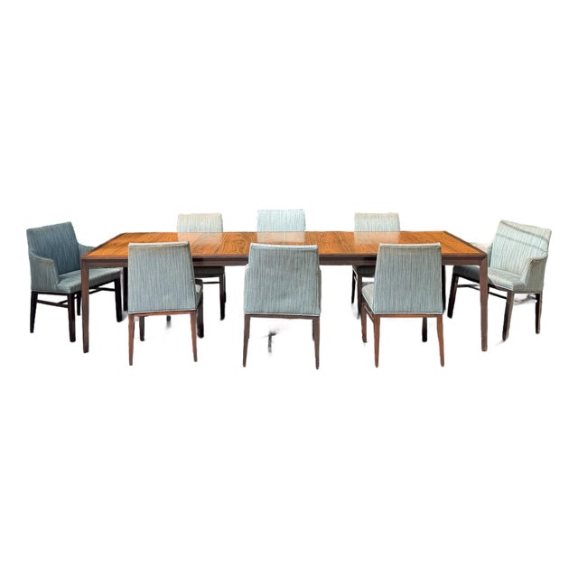 Mid 20th Century Edward Wormley for Dunbar Rosewood Dining Set With Eight Chairs and Three Leaves For Sale