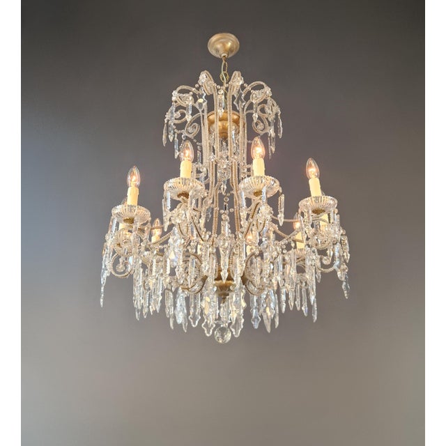 This elegant chandelier has been meticulously and lovingly restored in our Berlin workshop. All the electrical components...