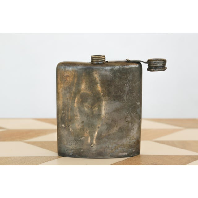 Antique Silver Plated Curved Whiskey Pocket Flask With Patina, Meriden Brittania Co, #1314 For Sale - Image 13 of 14