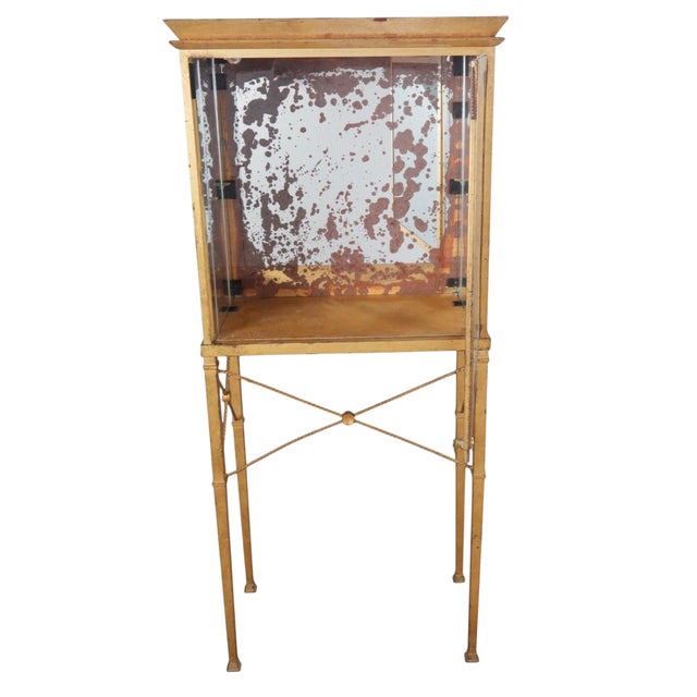 Directoire Style Gilt Metal & Eglomise Mirrored Glass Vintrine For Sale - Image 4 of 5