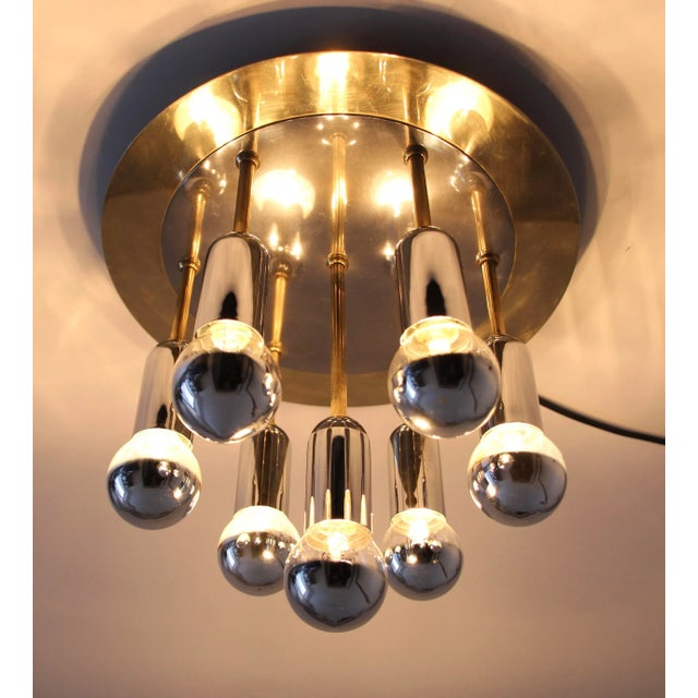 Mid-Century German Atomic Ceiling Lamp in Chrom & Brass from Cosack, 1970s For Sale - Image 4 of 10