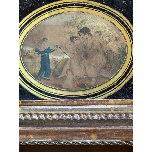 Circa 1800 Salem Family Darby, Salem Massachessets, Watercolor with Black Eglomise TV & Gilt Details. Sturdy and sound...