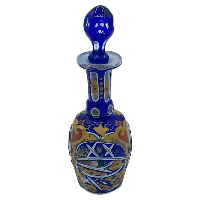 Bohemian Overlay Glass Perfume Bottle For Sale