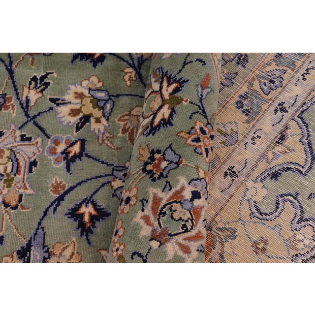 Boho Chic Persian Kashan Green/Blue Wool Rug - 10'0'' X 13'5'' For Sale - Image 10 of 10