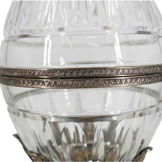 Maitland - Smith Maitland-Smith Crystal Glass and Silver Plated Pineapple or Egg Form Vessel 15” For Sale - Image 4 of 8