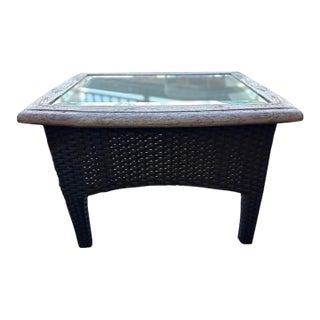 Gloster Wicker & Glass Side Table For Sale