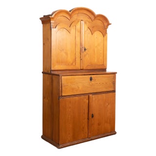 Early 19th Century Norwegian Pine Cabinet With Secretary Desk For Sale