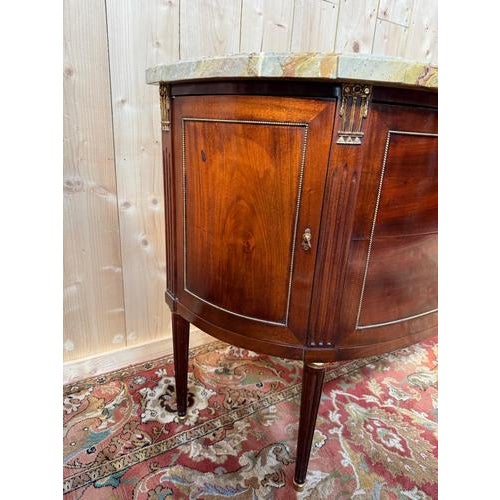 Louis XVI Style Mahogany Half-Moon Commode For Sale - Image 4 of 11