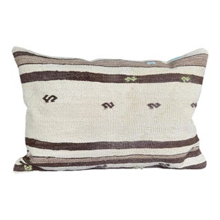 Turkish Hemp Pillow Cushion Natural Beige Brown Pillow Cushion Cover 16" x 24" For Sale