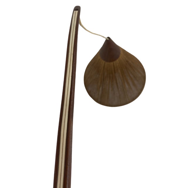 Teak Sisal and Brass Arc Swing Wall Lamps attributed to Temde, Switzerland, 1960s, Set of 2 For Sale - Image 15 of 18