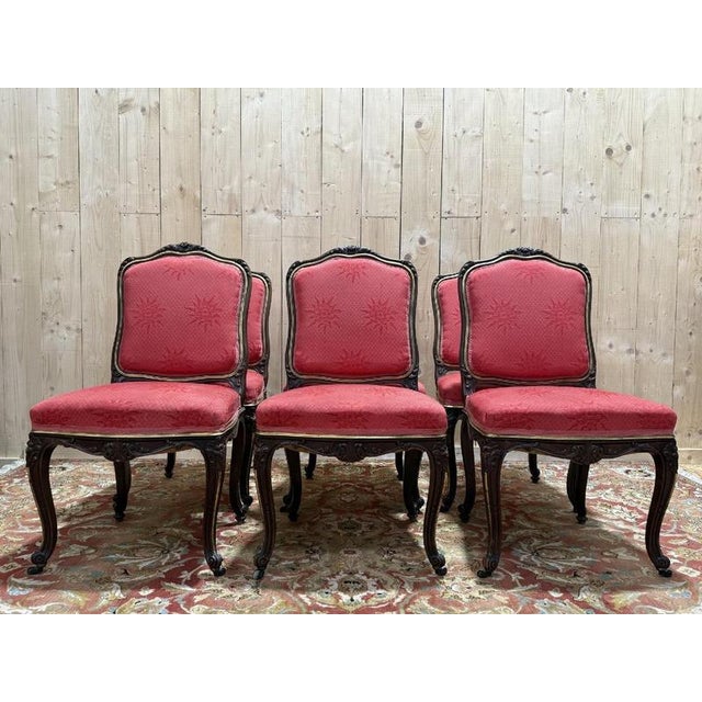 Louis XV Style Chairs in Walnut and Brass, Set of 6 For Sale - Image 12 of 12