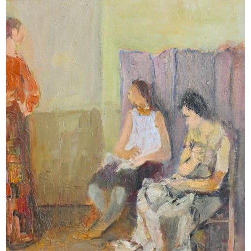Alberto Chiancone, The Dressmaker's Workshop, 1960s, Oil Painting on Canvas, Framed For Sale - Image 4 of 15