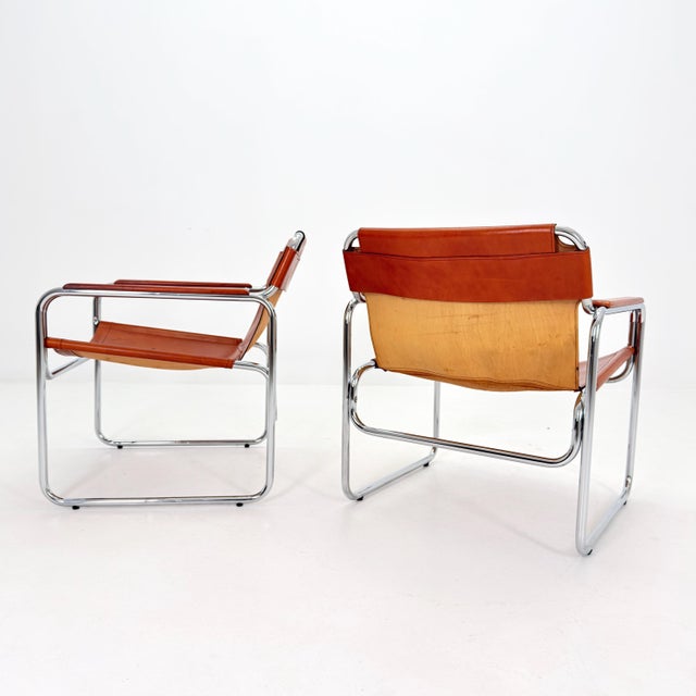 Mid-Century Modern Italian Leather and Chrome Lounge Chairs Jox Interni, 1970s For Sale - Image 5 of 18