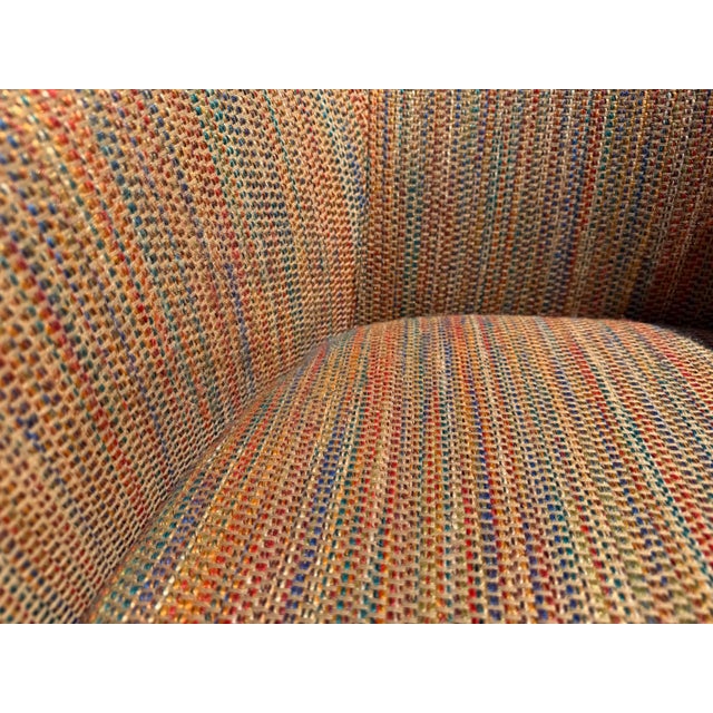 Vintage Milo Baughman Style Sculptural Swivel Barrel Lounge Chairs by Classic Gallery, Pair For Sale - Image 12 of 15
