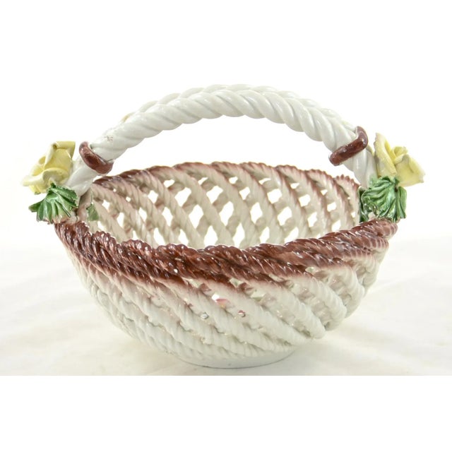 Italian Bassano Braided Rose Ceramic Basket For Sale In Chicago - Image 6 of 6