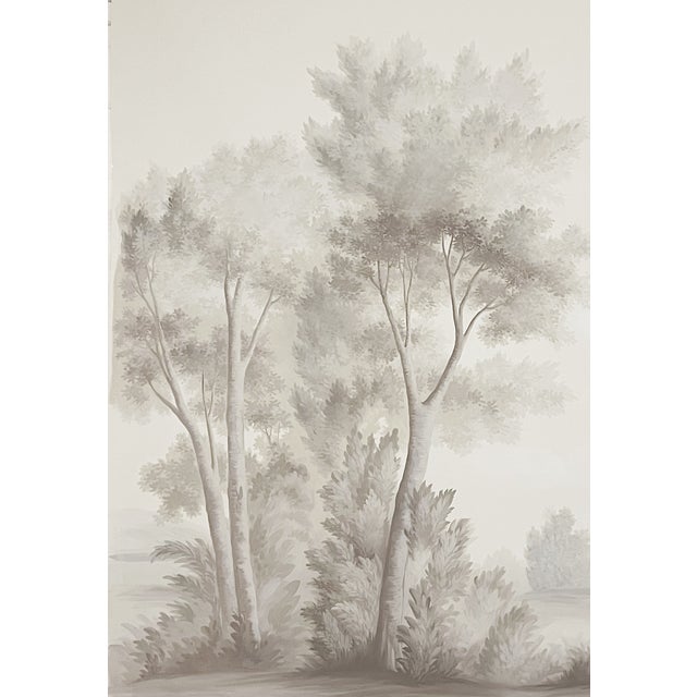 Not Yet Made - Made To Order 36" * H96" * 3ps,‌ Hand-Painted Forest-Inspired Big Tree Scenic Wallpaper, French Natural Tree Landscape Wallpaper For Sale - Image 5 of 5