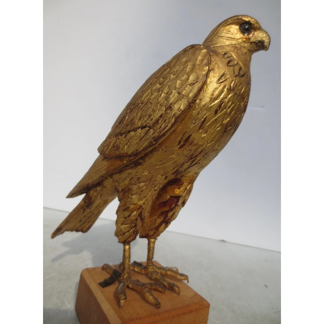 Egyptian Carved Gilt Wood Falcon Circa 1950s For Sale In New York - Image 6 of 7
