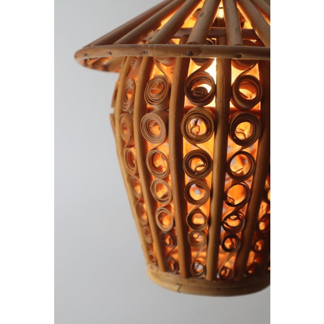 Bamboo Lantern Wall Lights, 1950s, Set of 2 For Sale - Image 4 of 18