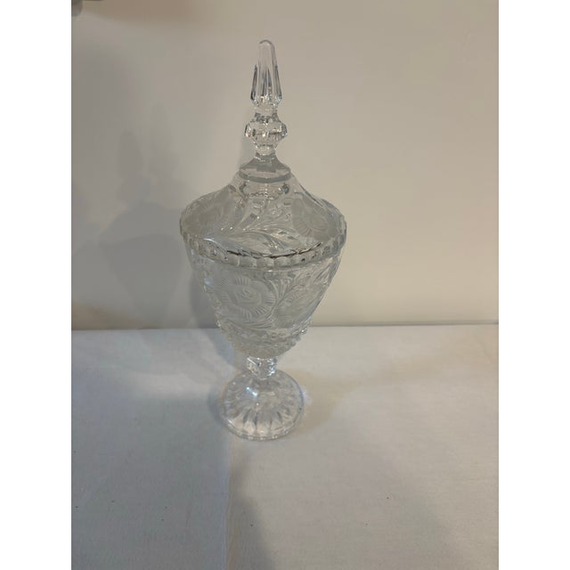 Transparent Vintage Lead Crystal Candy Dish and Lid " Rose Collection" For Sale - Image 8 of 8