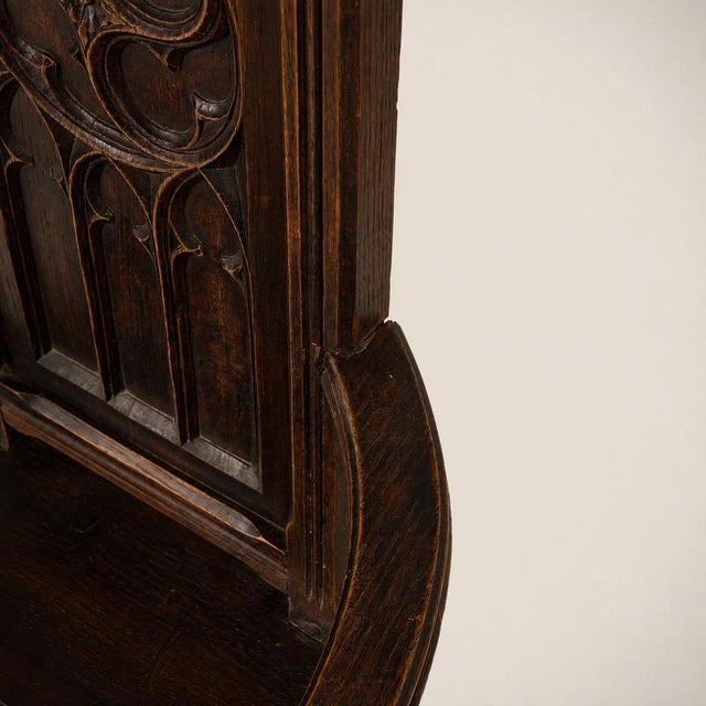 Wood High Medieval Carved Wooden Armchair, France, 1900 For Sale - Image 7 of 10