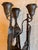 20” height x 7” x 7” 3 candlelight patinated bronze candelabra depicting baby birds being fed by Mama bird, the other...