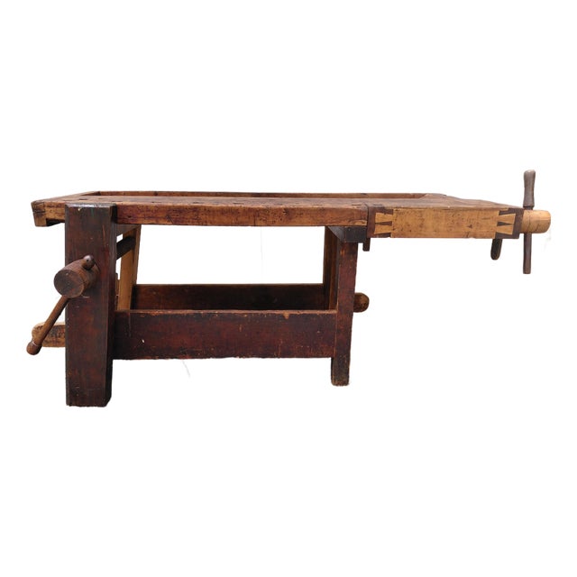 Antique Carpenters Workbench Kitchen Island For Sale