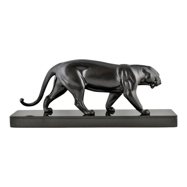 1930s Irenée Rochard, Art Deco Panther Sculpture, Black Patinated Metal, 1930s For Sale - Image 5 of 13