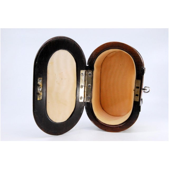 Rosewood Jewelry Box with Silver Structure and Lined Interior For Sale - Image 3 of 10