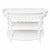 Vintage 3-tier rattan demi-lune console table, professionally refinished in a crisp high-gloss white lacquer. Showcasing...