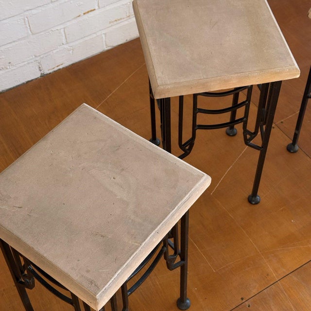 Iron and Stone Side Table For Sale - Image 3 of 5