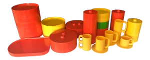 Mid Century Italian Massimo Vignelli for Heller Melamine Multi-Colors Dinnerware Set - 83 Pieces