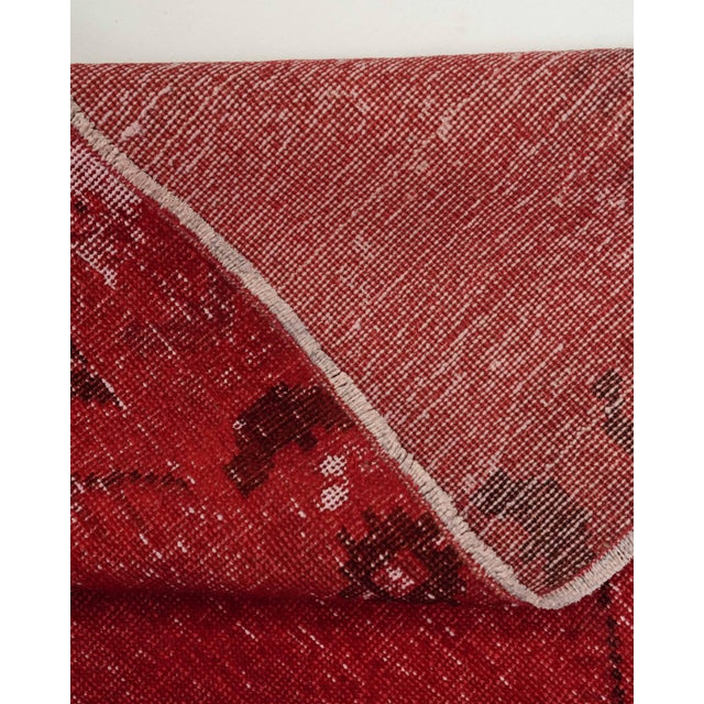 1970s Vintage Turkish Handmade Wool Cotton Red Runner Rug For Sale - Image 11 of 11