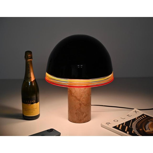 Febo Red Marble and Murano Glass Table Lamp attributed to Pamio & Toso for Leucos, 1970s For Sale - Image 9 of 18