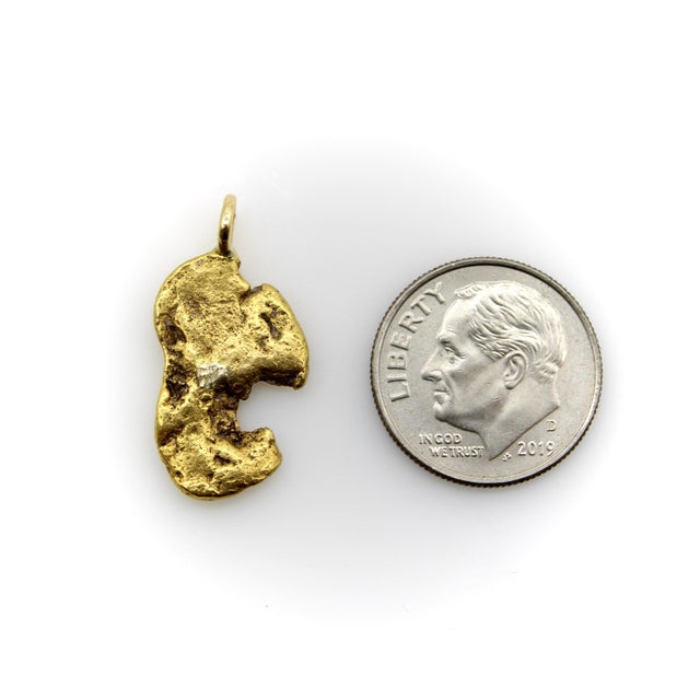 1950s Vintage 22k Gold Nugget Pendant With Pac-Man Resemblance For Sale - Image 5 of 10