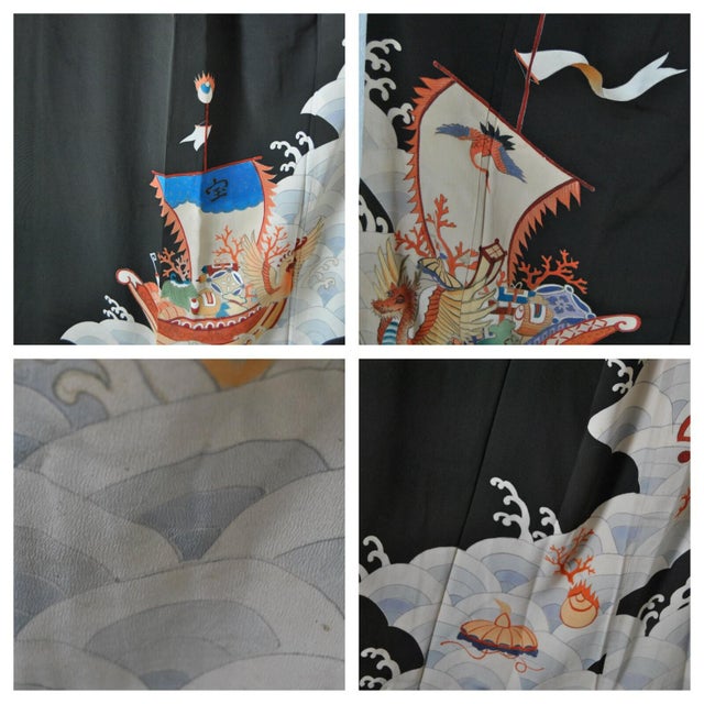 Antique Wall Display Japanese Silk Kimono Former Imperial Ka-Mons Paulownia For Sale - Image 14 of 14