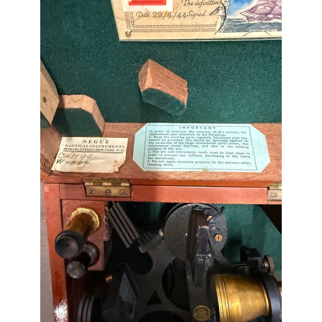 Nautical Marine Sextant by H. Hughes, London 1944 Original Mahogany Box, No Key For Sale - Image 9 of 12