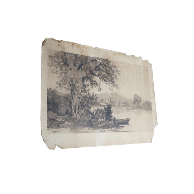 Late 19th century etching titled "Eagles Cove - Budd's Lake NJ" by Ernest C. Rost. Landscape of the cove featuring a...