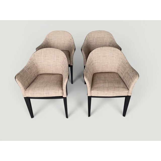 Textile Normal Armchairs in Beechwood and Leather by Massimo Scolari for Giorgetti, Italy, 2006, Set of 4 For Sale - Image 7 of 18