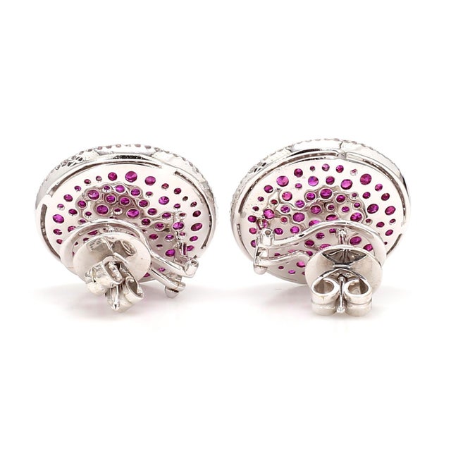 Early 21st Century 2.93 Carat Diamond Ruby Swirly Stud Earrings in 18k Gold - 2 Pieces For Sale - Image 5 of 9