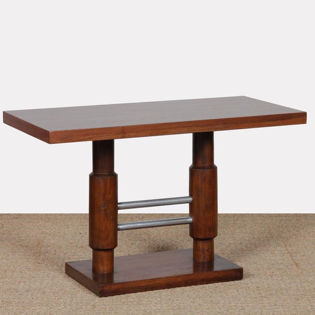 Modern Coffee Table in Wood and Chromed Metal, 1930, in Good conditions. Designed 1920 to 1949