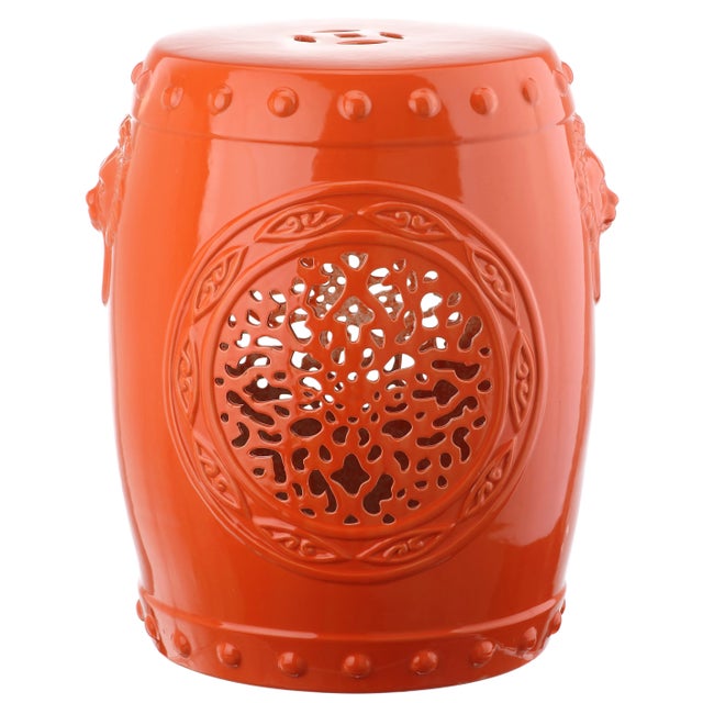 2020s Drum Garden Stool in Orange For Sale - Image 5 of 5