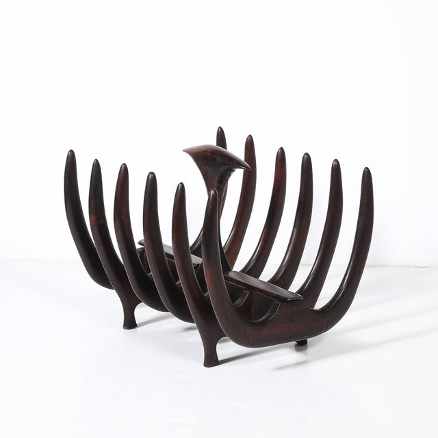 Mid-Century Modernist Sculptural Osseous Form Magazine Stand in Rosewood For Sale - Image 9 of 18