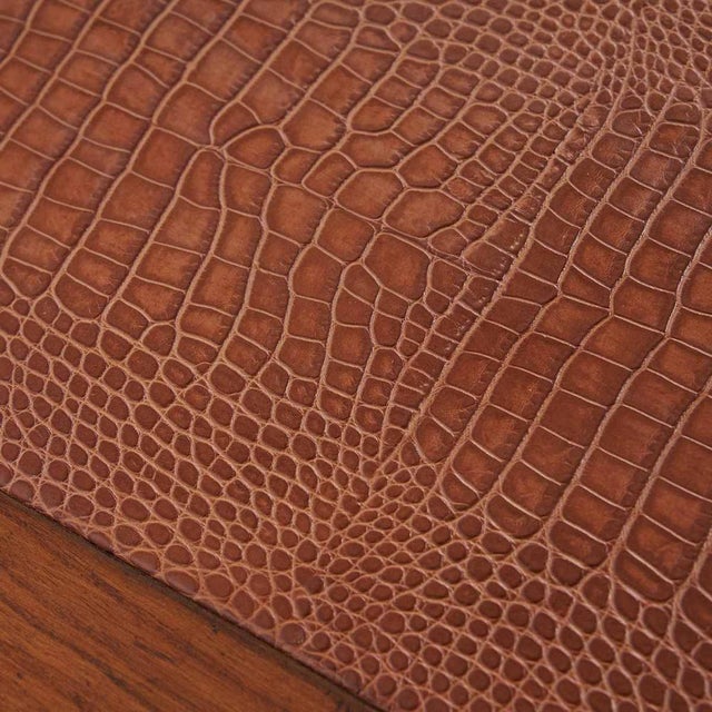 Nine-Drawer Desk with Genuine Leather Top For Sale - Image 6 of 11